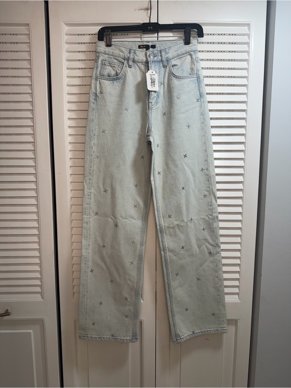 Maje Light Blue Star-Embroidered Denim Jeans